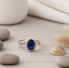 Certified Blue Sapphire (Neelam) Ring in Sterling Silver, Adjustable- Design 3 | Studio Vaidik