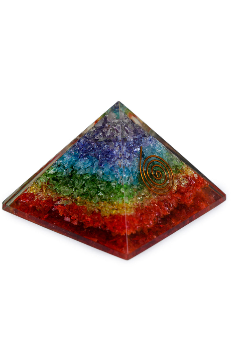 Seven Chakra Orgonite Pyramid for Positivity Vastu Decorative Showpiec ...
