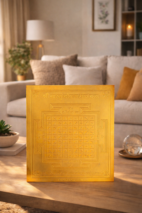 स्टूडियो वैदिक वास्तु दोष नाशक यंत्र (पंचधातु, सोना चढ़ाया हुआ)