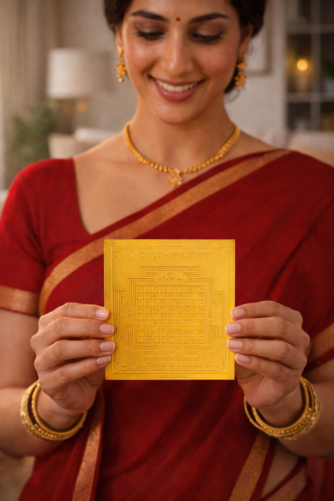 स्टूडियो वैदिक वास्तु दोष नाशक यंत्र (पंचधातु, सोना चढ़ाया हुआ)