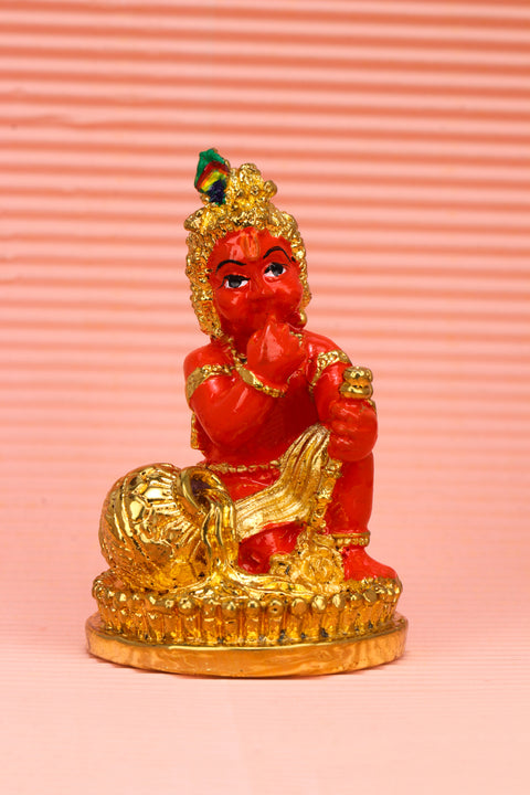 Studio Vadik Golden Blue Laddu Gopal for Puja, Gifting, Showpiece in 2.5inch